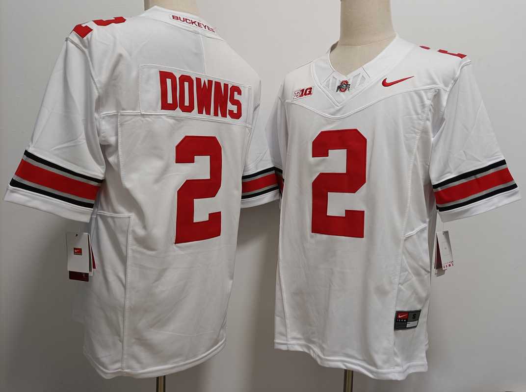 Mens Ohio State Buckeyes #2 Caleb Downs White FUSE College Football Jersey->ohio state buckeyes->NCAA Jersey